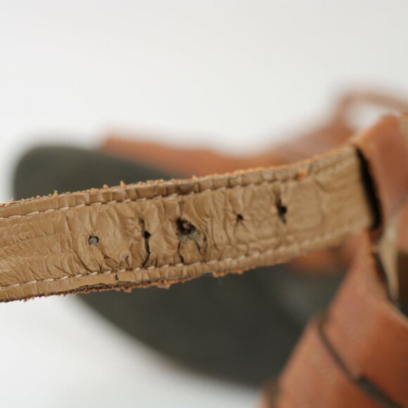 Franco Sarto Womens Faryn Sandal Size 7 Whiskey Brown Leather Wedge Gladiator - Picture 11 of 12